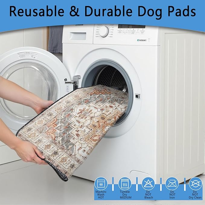 Washable Pee Pads for Dogs 2 Pack, Absorbent Reusable Puppy Pads Waterproof, Leakproof & Non-Slip Whelping Pad, Potty Training Pads for Dogs Playpen Mat 48x48