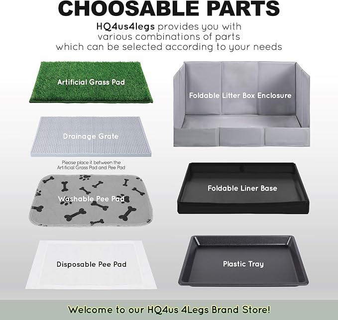 Dog Grass Pad with Foldable Dog Litter Box,Large Liner Base for Balcony,Ultra-Absorbent Artificial Grass Pads for Dogs Pee Pad Holder, Potty Training, 2 PCS Reusable Pee Pad