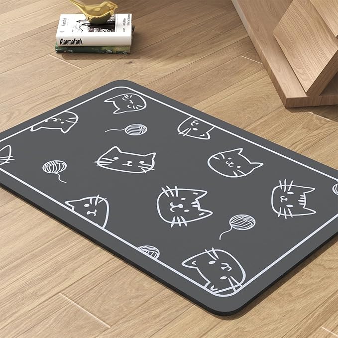 Pet Feeding Mat-Absorbent Dog Mat for Food and Water Bowl-No Stains Quick Dry Water Dispenser Mat-Dog Accessories Pet Supplies-Bowl for Messy Drinkers(Cats,17"x34"