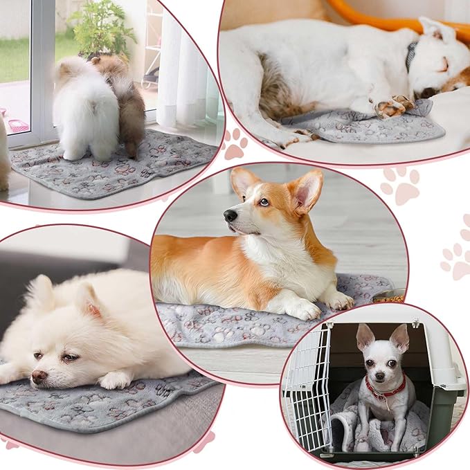 Reginary 4 Pcs Waterproof Guinea Pig Blankets Washable Small Animal Fleece Bedding Absorbent Guinea Pig Cage Liners Reusable Pet Pee Pad Sleep Mat for Hamster Ferret(Adorable Paw,12 x 12 Inch)