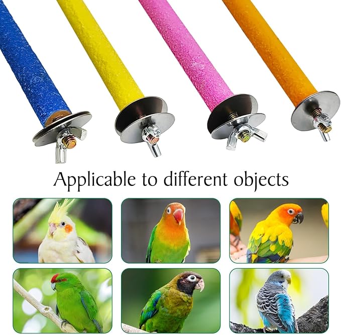 Hamiledy Bird Grinding Perch for Parrots Sand Bird Perches Claw Trim Cage Perches for Parakeets Cockatiels Lovebirds Canaries Green Cheeked Conures and Similarly Sized Birds(8 Pcs 0.78 in Diameter)