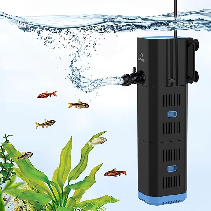 Aquarium Filter for 40-170 Gallon Tank,265GPH Fish Tank Filter 16W Green Clean Machine Submersible Pump Filter for Green Water and Algae Clean,Submersible Internal Filter for Saltwater Freshwater