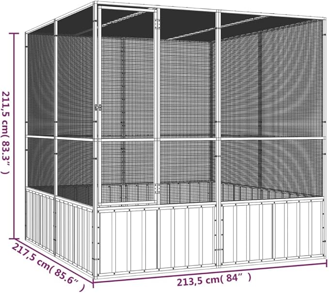 Steel Bird Cage, Large Flight King Bird Cage for Cockatiels African Grey Quaker Amazon Sun Parakeets Green Cheek Conures Pigeons Parrot Bird Cage Birdcage, Anthracite 84.1"x85.6"x83.3"