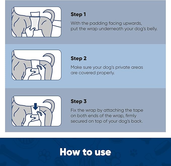 American Kennel Club Male Dog Wrap, Disposable Diapers with Wetness Indicator, Large, 50 Count (Pack of 6)