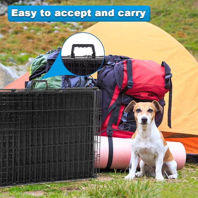 BestPet | Dog Crate | 36" | Black | Foldable Metal Kennel with Double Doors, Secure Slide-Bolt Latches, Leakproof Tray | Portable Dog Cage for Medium Sized Breeds | for Travel, Indoor & Outdoor Use