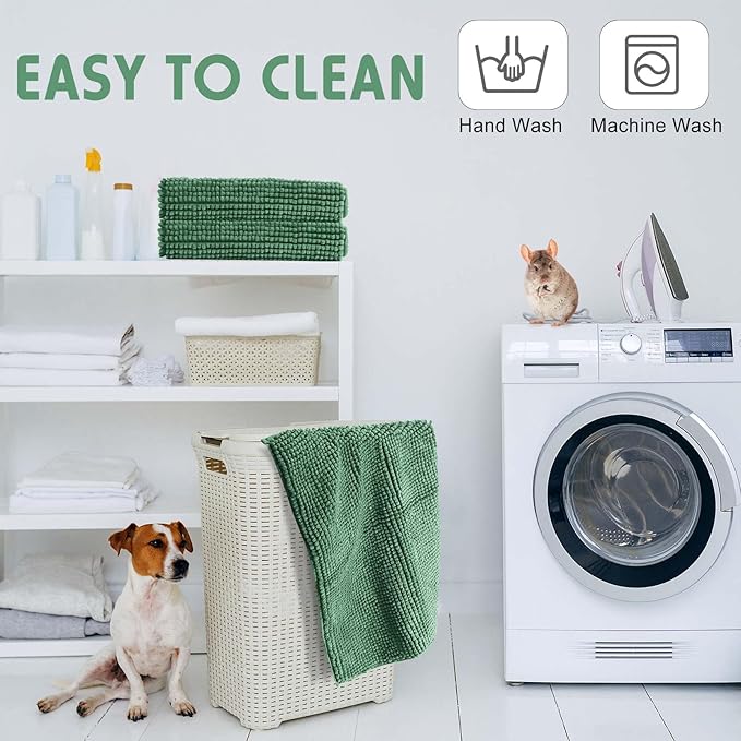 Amylove 4 Pcs Guinea Pig Cage Liner Guinea Pig Bedding Washable Fleece Pee Pads Reusable Small Animals Training Mat Small Animal Sleeping Bed for Bunny Hamster(Dark Green,16 x 24 Inch)