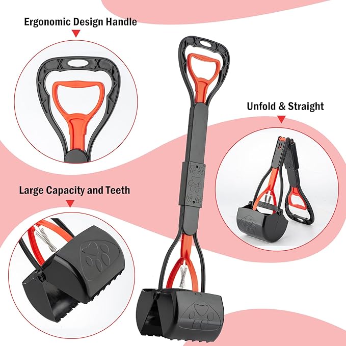 Pooper Scooper Set,Dog Poop Tray and Rake Set for Large & Small Dogs Dog Pooper Scooper 15 Litre Step Dog Poop Trash Can Outside W/Removable Inner Bucket with 20 Waste Bags