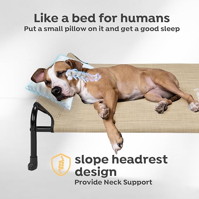 Veehoo Original Elevated Dog Bed - Outdoor Raised Dog Cot, One-Sided Raised Headboard Cooling Pet Bed, Non-Slip & Breathable, XXL, CWC2417A