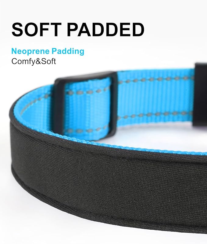 TagME Airtag Dog Collar,Waterproof Reflective Pet Collar with Airtag Holder,Soft Padded and Double D-Rings for Extra Large Dogs,Light Blue