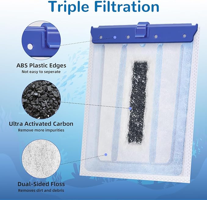 Aquarium Filter Cartridge for Whisper Bio Bag Power Filters, 9 Pack Assembled Large Filter Cartridges for Fish Turtle Tank Aquarium