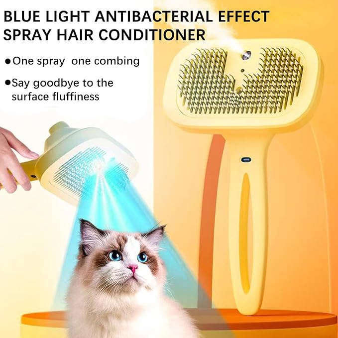 Pet Steam Brush Dog Four in One Multi-Purpose Cat Steam Brush Has Self-Cleaning Function Anti Static Massage Cleaning and Shedding Innovative Spray Function is Ideal for Cats and Dogs
