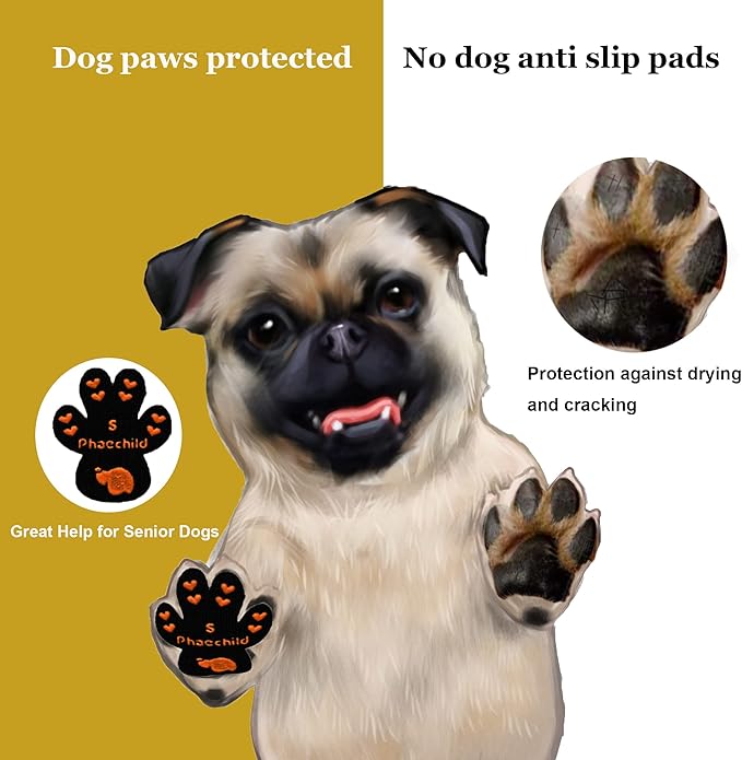 Dog Paw Pads Anti-Slip Grips,Dog Paw Protectors for Senior Dogs on Hot Pavement,Provides Traction to Keep Them from Slipping on Smooth Floors 20 sets-80 Pads Black XXXL
