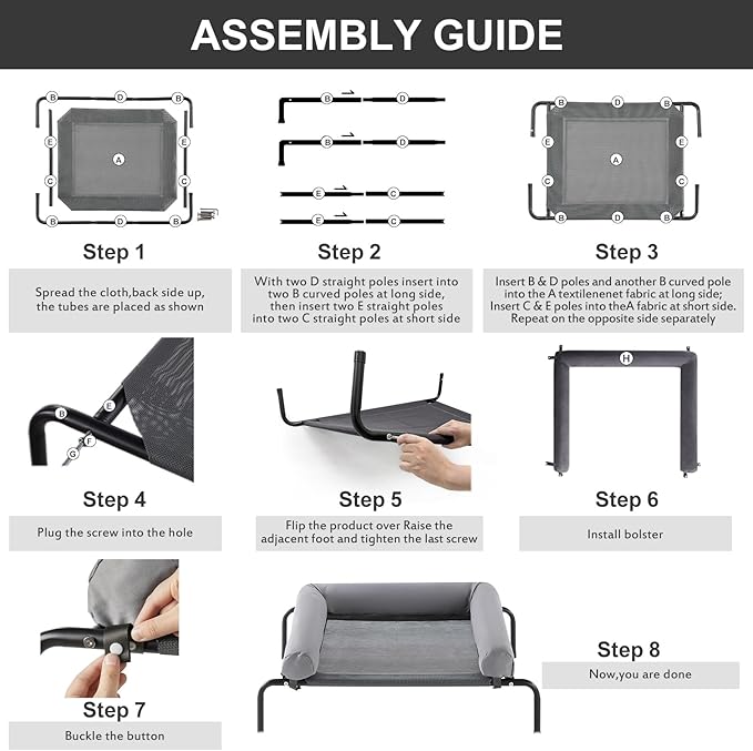 RRPETHOME Large Elevated Cooling Dog Bed, Raised Dog Cot Beds for Large Dogs, Elevated Outdoor Pet Cot, Chew Proof Portable Cooling Pet Cot with Skid-Resistant Feet and Breathable Mesh