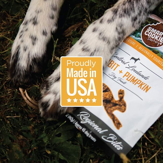 Smart Cookie All Natural Dog Treats - Rabbit & Pumpkin - Training Treats for Dogs & Puppies with Allergies, Sensitive Stomachs - Soft Dog Treats, Grain Free, Chewy, Human-Grade, Made in USA - 5oz Bag