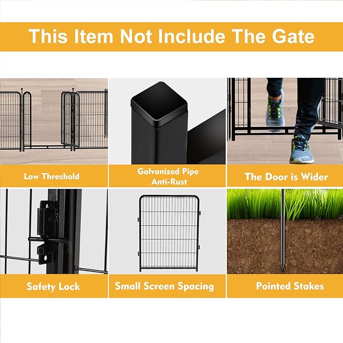 Garden Fence 36 Inch 14 Panels Without Gate, Inside and Outside, Total 31 Ft(l) Garden Fence for Yard and Dog, Black Dog Pen, Heavy Duty Pet Puppy Exercise Pen for Rv Camping