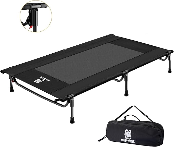 ONETIGRIS Elevated Dog Bed, Outdoor Dog Cod Large Raised Dogs Bed with Chew Proof Mesh, No-Slip Portable Dogs Cot Bed for Indoor & Outdoor Portable