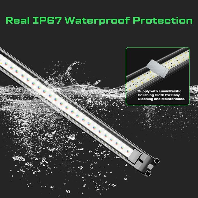 LED Aquarium Light with Remote, IP67 Waterproof Freshwater Planted Grow Light, Full Spectrum Fish Tank Light with Timer, Dimmable RGB+W, Upgrade Appearance, High Performance (12-17inch)