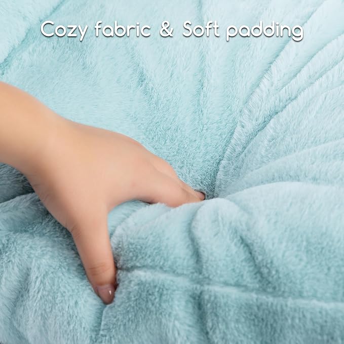 Hollypet Fluffy Plush Pet Cat Couch Sofa Soft Calming Pet Dog Sofa Beds for Medium Small Cats and Dogs, Mint Green