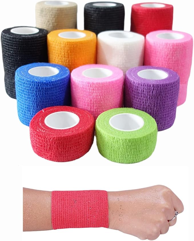 6 Pack 2" x 5 Yards Self Adhesive Bandage Wrap Breathable Cohesive Vet Wrap for Pets, Elastic Self-Adherent Tape for Sports, Wrist, Ankle (Skin Color)