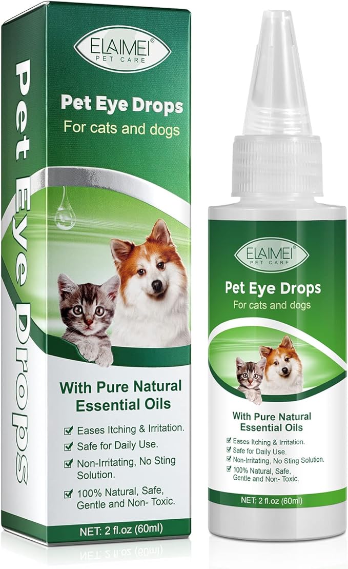 Dog Eye Drops, Eye Cleaner for Dogs & Cats Supports Eyes Infection Relief, Redness & Allergy Eyes Relief, Remove Tear Stain & Eye Debris - Pet Eye Gentle Care Supplement Cats Drops for Eyes - 2 fl ozโฆ