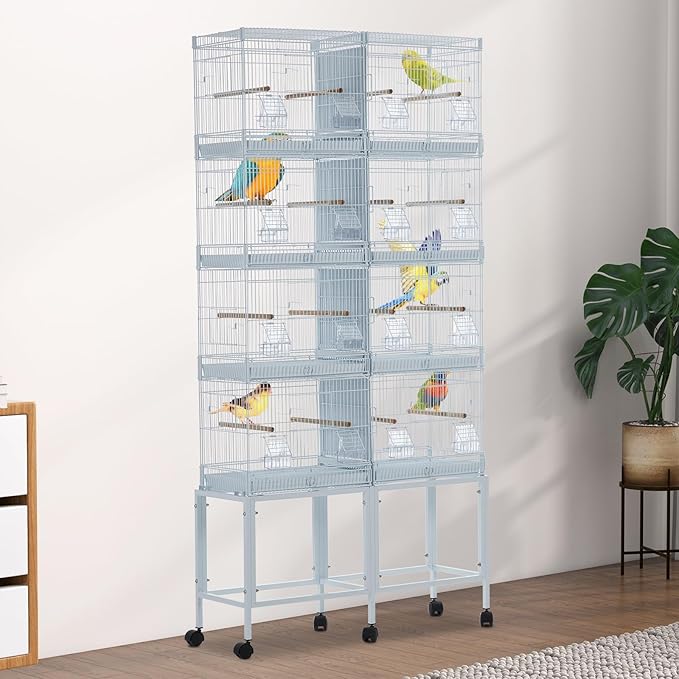 Lot-4 Breeding Bird Cage, Parrot Cage, Stackable Center Divided Breeder,Seperate Removable Tray, Removable Divider, Lockable Caster, for Birds and Finch