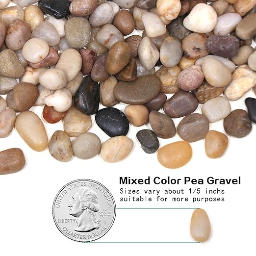 Calofulston 2.2lb Drainage Rocks for Potted Plants, 1/5 Inch Small Pebbles for Plants, Aquarium, Fish Tank, Terrarium, Succulent, Vases, Decorative Pea Gravel, Mixed Color