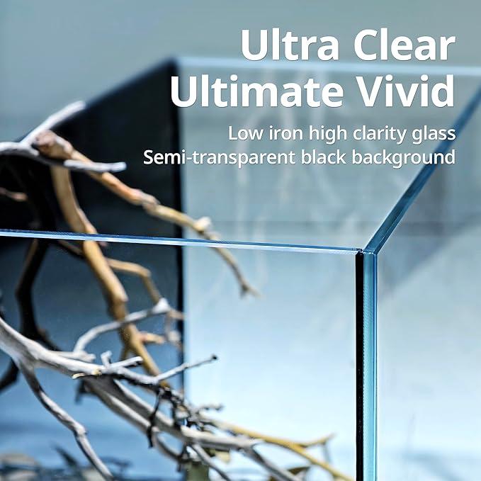 NICREW 2.5 Gallon Nano Nature Aquarium Kit, Ultra-Clear Rimless Desktop Fish Tank with Light and Filter, Perfect for Small Fish, Shrimp, or Betta, Basic Version, Black