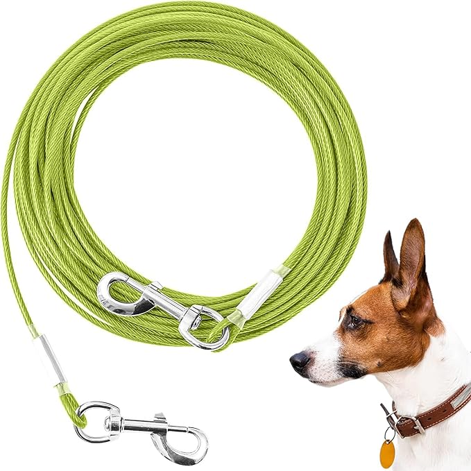 Tie Out Cable for Dogs,50FT Dog Leads,Heavy Duty Tie Out Cable for Large Dogs Up to 125lbs,Durable Dog Runner Tether Line for Outdoor,Yard