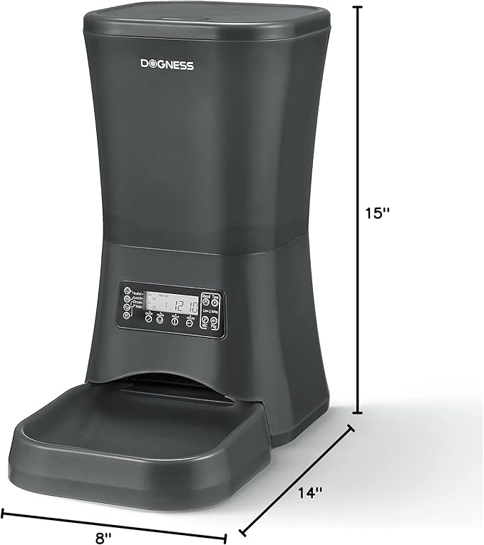 DOGNESS 9L Dog Feeders for Large Dogs, Automatic Dog Feeder with Timer Extra Large, Programmable Auto Pet Food Dispenser Feeder, Portion Control, Voice Recording, Battery and Plug-in Power (Black)