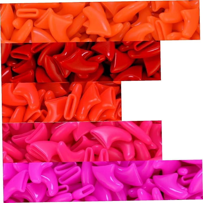 zetpo 100 pcs Cat Nail Caps | Cat Claw Covers | with Adhesives and Applicators (XS, Orange, Red, Neon Red, Bright Pink, Rose)
