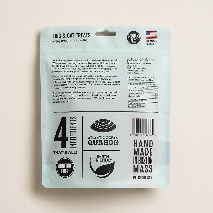 Polkadog Clam Chowda Crunchy Training Bits – All Natural, Limited Ingredient Healthy Training Treats for Dogs. Handcrafted & Made in USA. Made with Atlantic Quahogs, High in Omega-3 – 7oz