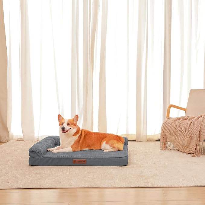 Orthopedic Dog Beds Large Sized Dog, 3 Inch Memory Foam Pet Bed for Medium and Large Dogs, Washable Removable Cover, Nonskid Bottom, Waterproof, 41x27 Inches XL Dark Grey