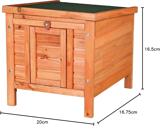 TRIXIE natura XS Small Animal House - Outdoor/Indoor Rabbit Hideout with Hinged Roof & Raised Floor - Solid Wood House with Entry Ramp, Weather-Resistant Home for Bunnies & Guinea Pigs - Brown