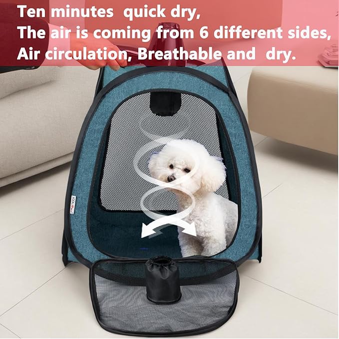 PetDogCatDrying Box Waterproof Anti-Hair Flying Portable Cat Cage Kennel Portable Foldable Cat Drying Room Pet Dry Room Pet HairDryerClean Grooming House Dryer Cage for Cats/Dogs (Trapezoid Purple)
