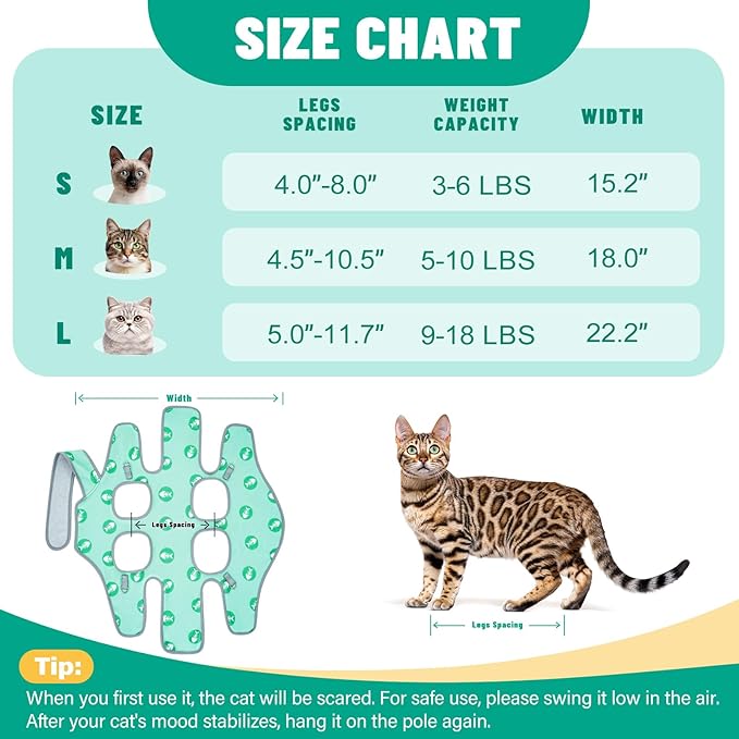 Supet Cat Grooming Hammock, Self-Adhesive Cat Nail Clipper Hammock, Soft Fabric Cat Wrap for Cutting Nails, Quickly Calm Down for Medicine, Teeth Brushing, Ear Cleaning