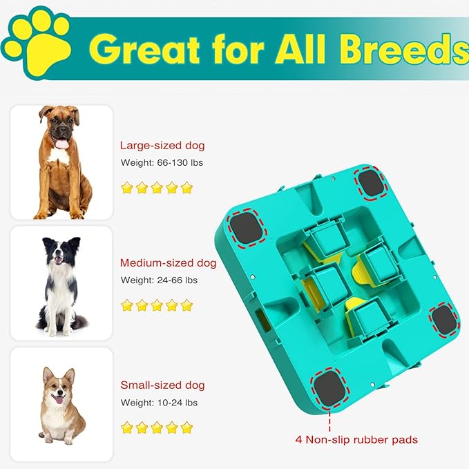 Dog Puzzle Toy Mental Stimulation - Level 3 in 1 Dogs Food Feeder Puzzle, Dog Treat Puzzle Feeder (Advanced-Blue Board)