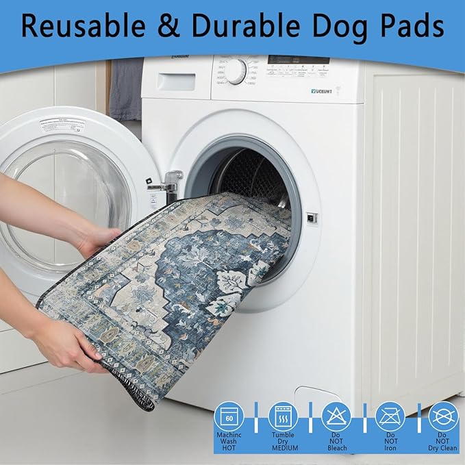 Washable Pee Pads for Dogs 2 Pack, Absorbent Reusable Puppy Pads Waterproof, Leakproof & Non-Slip Whelping Pad, Potty Training Pads for Dogs Playpen Mat 48x48