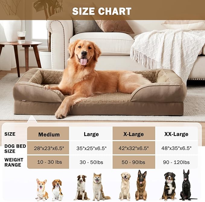 INVENHO Orthopedic Extra Large Dog Bed, XXL Waterproof Dog Sofa, Egg-Crate Foam Couch with Washable Removable Cover, Waterproof Lining and Nonskid Bottom