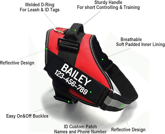 PawPawify Custom No Pull Dog Harness with Name and Phone Number, Heavy Duty Personalized Pet Vest to Prevent Tugging, Pulling, or Choking, Training and Walking (Orange, S (10-19LBS))