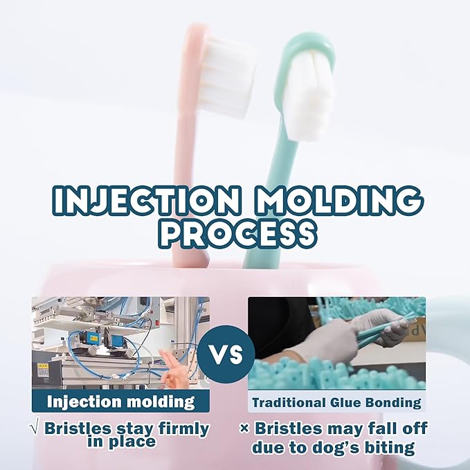 Dog Toothbrush Kit 2 Pack, Ultra Soft Pet Tooth Brush for Medium to Large Dogs & Cats, Animal Teeth Brushing Kit for Easy Dental Cleaning, 2 Pcs, Green