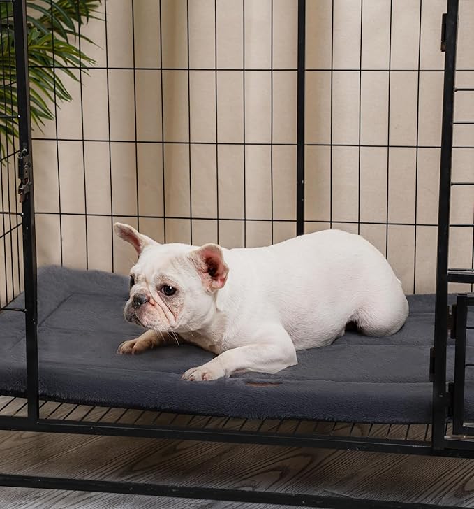 Made4Pets Dog Crate Pad Bed for Medium Dogs, Washable & Reversible, Anti-Slip Kennel Mat for Cozy Sleeping, Soft Fluffy Dog Bed for Indoor & Outdoor Use, 29"x21", Dark Gray