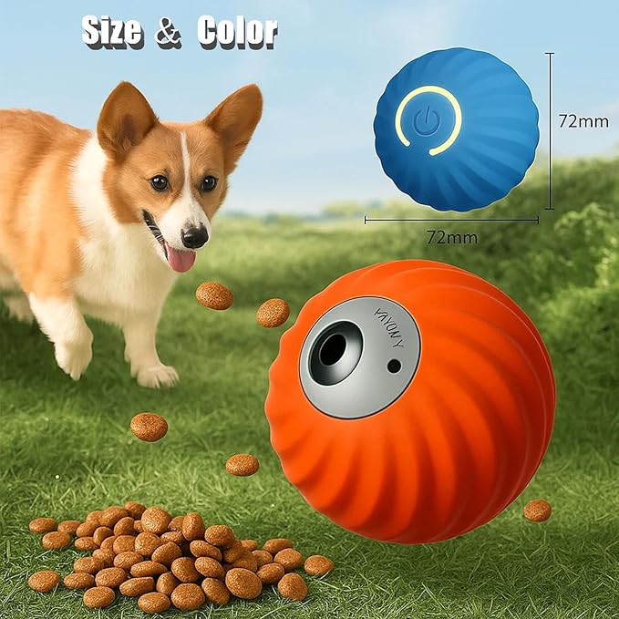 Zoomie Buddy 2.0, Zoomie Buddy for Dogs, 2 in 1 Smart Touch Interactive Dog Balls & Pet Feeder, 2.83" Diameter, Suitable for Small/Medium Dogs, with Fruit Plush Cover (Orange, Bayberry)