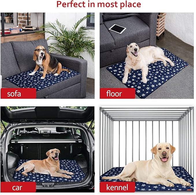 Dog Crate Mat (42" X 28"), Soft Dog Bed Mat with Cute Prints, Personalized Crate Pad, Anti-Slip Bottom, Machine Washable Kennel Pad
