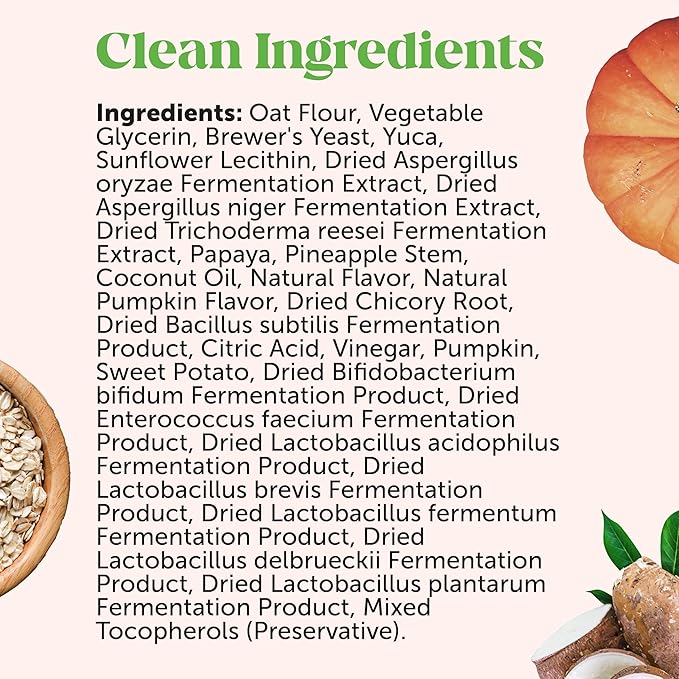 Probiotics for Dogs for Occasional Diarrhea & Bowel Support, Digestive Enzymes with Prebiotics for Gut Health for Dogs, Immunity Health & Itch Relief (Pumpkin 90 ct)