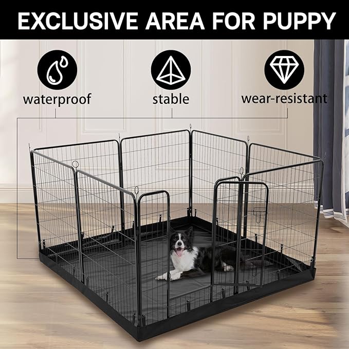 PJYuCien Dog Playpen Plus Storage Bag, 32" H 8 Panels Puppy Pen with Square Bottom, Heavy Duty Dog Fence for Puppies/Small Dogs