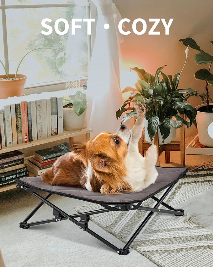 KingCamp Elevated Dog Bed for Small Dogs, Outdoor Raised Cooling Pet Cot Bed with Washable Breathable Mesh & No-Slip Feet Perfect for Camping, Backyard, Indoor Use (S, Black)