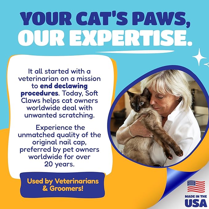 Soft Claws Cat Nail Caps for Medium Cats – (40 Caps, Red & Gold) - Made in USA - Veterinarian-Developed | Protects Furniture & Skin - Easy to Apply, Long-Lasting Anti-Scratch Soft Cat Claw Covers