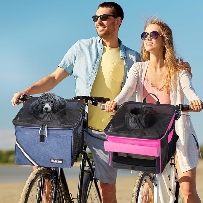 Pet Carrier Bicycle Basket Bag Pet Carrier/Booster Backpack for Dogs and Cats with Big Side Pockets,Comfy & Padded Shoulder Strap,Travel with Your Pet Safety(Classic Blue)