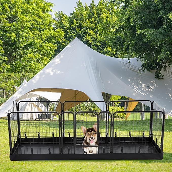 PJYuCien Rectangle Dog Playpen Bottom Pad - Fits 8 Panels 24"" Width Metal Dog Playpen -24""x72"" Size 600D Oxford Cloth Waterproof Playpen Bottom Pad (Note: Only Bottom Pad, No Playpen!!!), Black