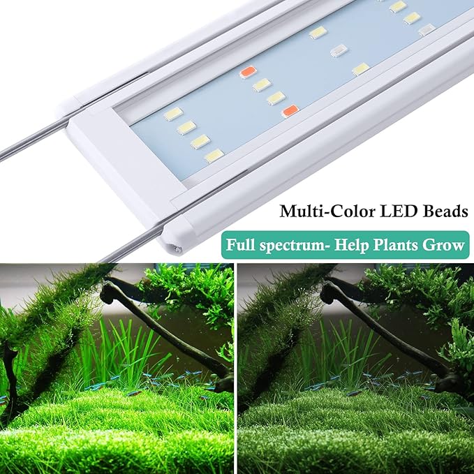 HITOP Full Spectrum LED Aquarium Light β 16-24β Classic Fish Tank Light with Timer, Aquarium Plant Light with Stable Extendable Brackets (16-24in)